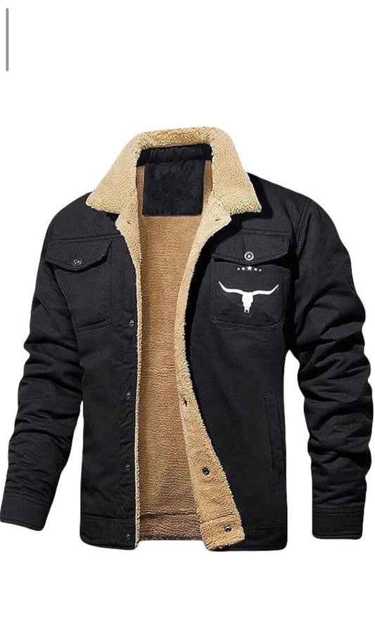 Men's Fleece Winter Jacket Outdoor Cotton Pilot Coat Plus Velvet Workwear Casual Zip-Up