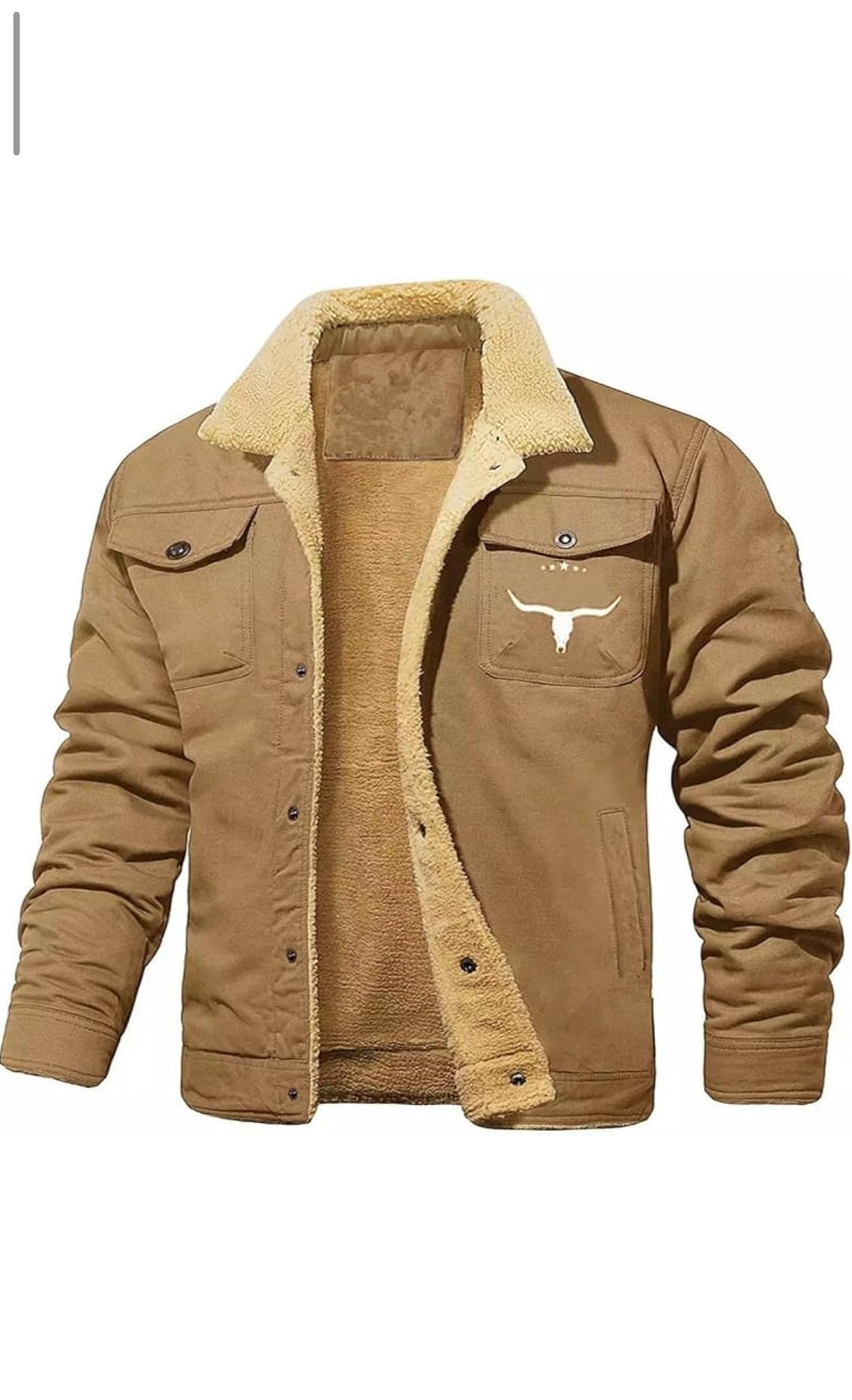 Men's Fleece Winter Jacket Outdoor Cotton Pilot Coat Plus Velvet Workwear Casual Zip-Up