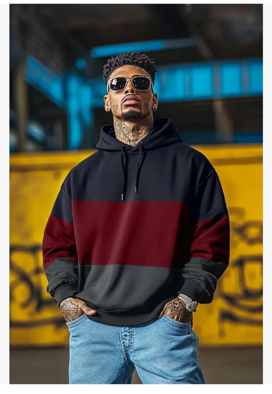 Material Regular Fit Full Sleeves Hooded Neck Navy & Maroon Colorblock Winter Wear Casual Jacket Sweatshirt Hoodie for Me