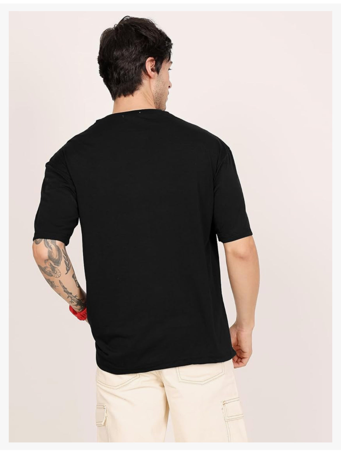 Man Cotton Blend Graphic Print Round Neck Half Sleeve Drop Shoulder Oversized T Shirt