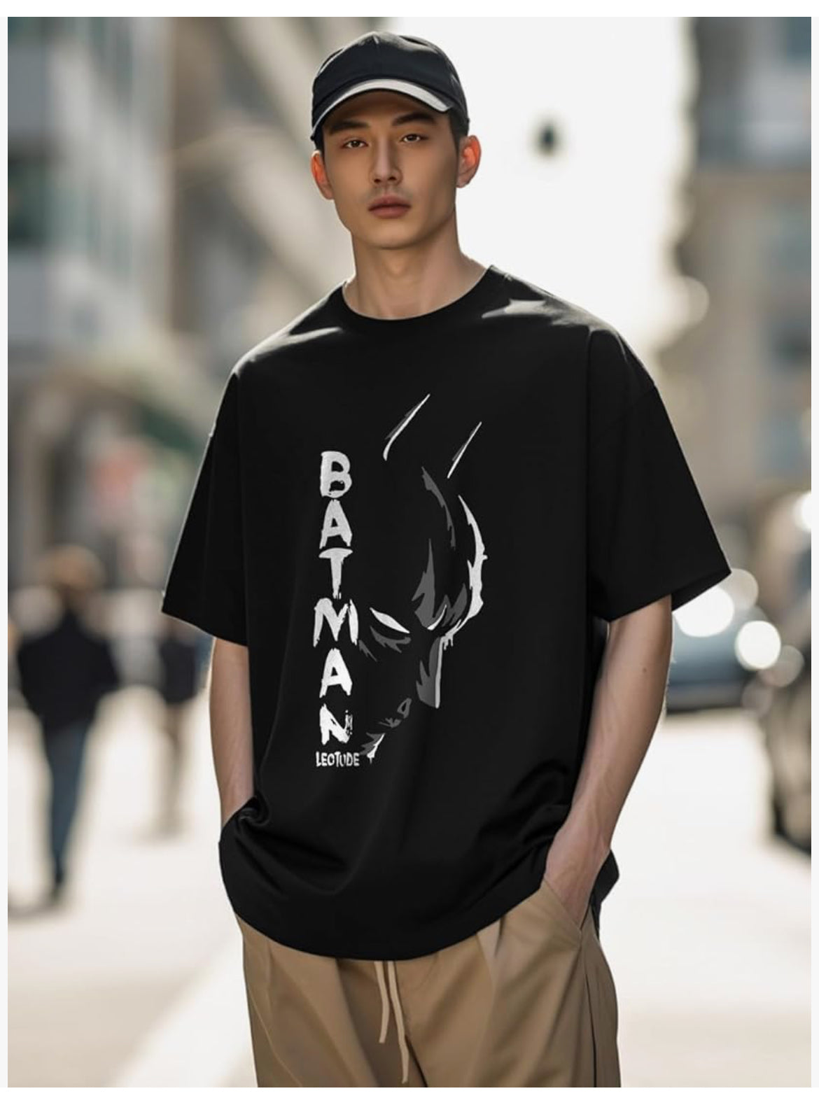 Man Cotton Blend Graphic Print Round Neck Half Sleeve Drop Shoulder Oversized T Shirt