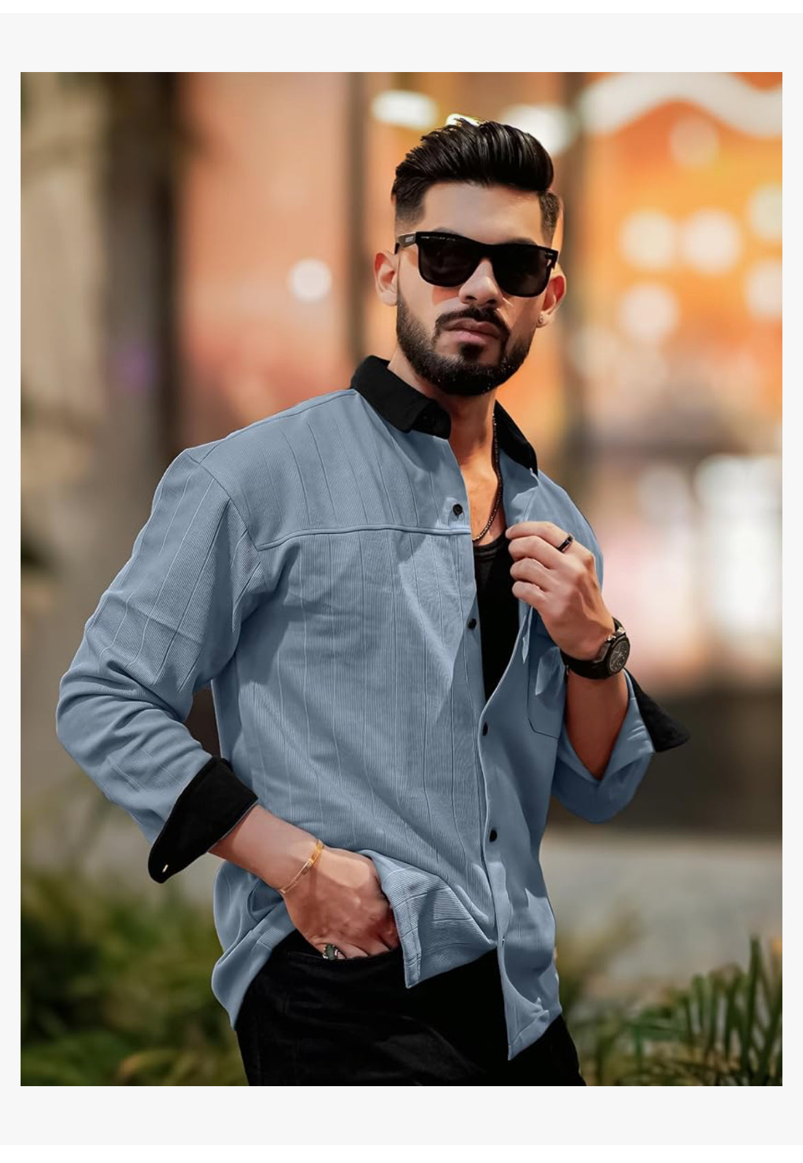 Mens Solid Collared Neck Full Sleeve Biscuit and Black Cotton Shirt