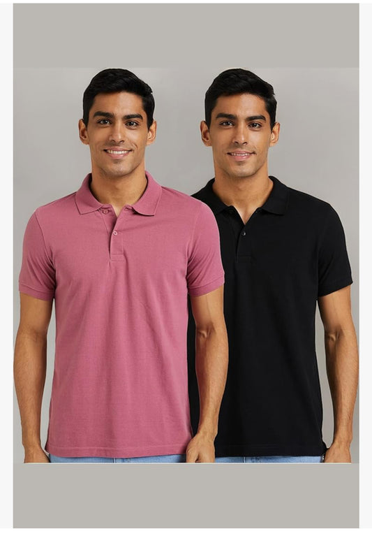 Men's Cotton Rich Solid Polo Tshirt | Collar Tshirts | Half Sleeves | Plain-Regular Fit (Available in Plus Size and Combo Pack of 2)
