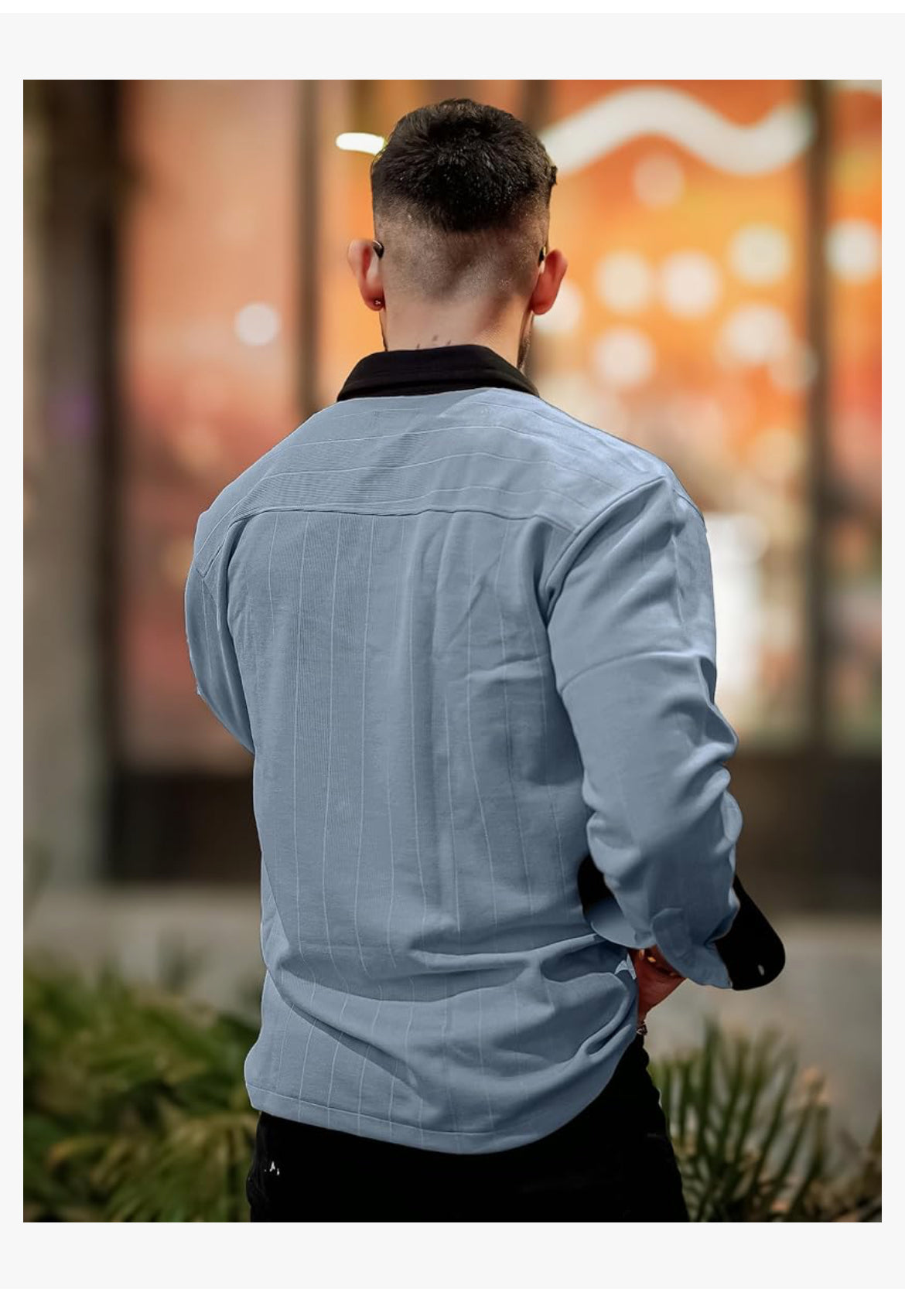 Mens Solid Collared Neck Full Sleeve Biscuit and Black Cotton Shirt