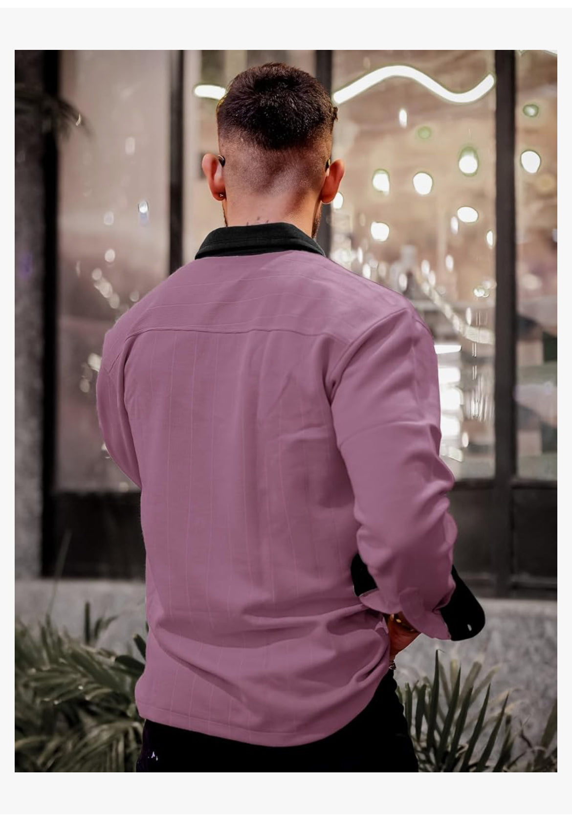 Mens Solid Collared Neck Full Sleeve Biscuit and Black Cotton Shirt