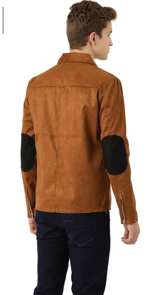 Leather Retail Suede Faux Leather Jacket For Men's