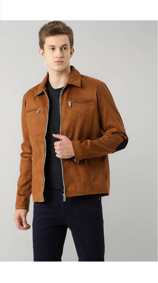Leather Retail Suede Faux Leather Jacket For Men's
