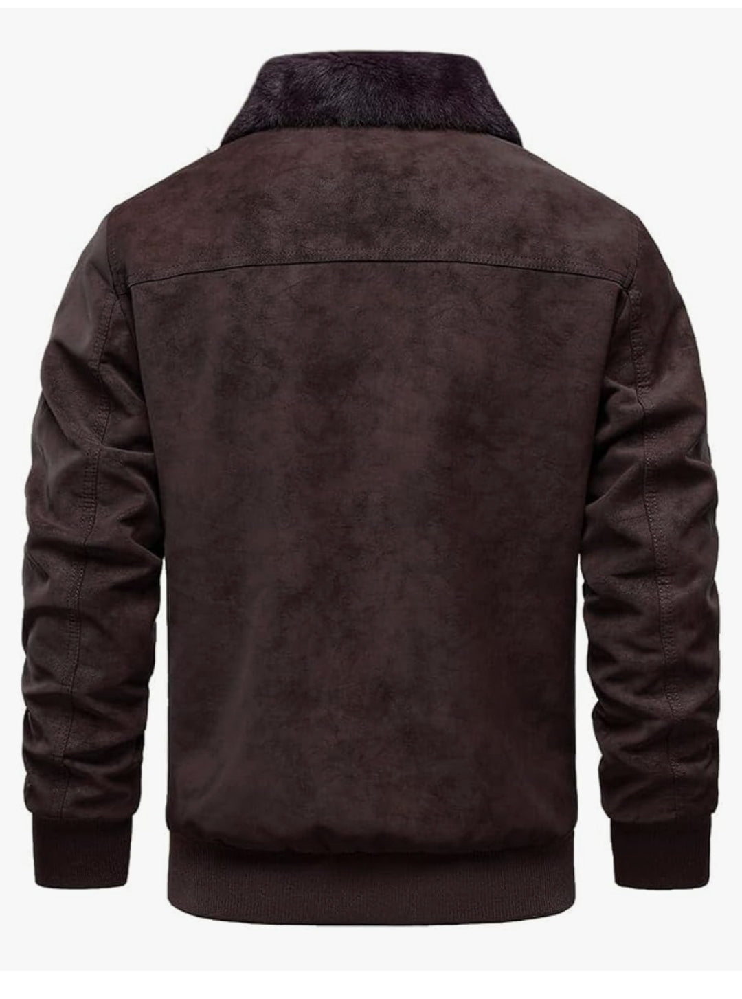 Men's Faux Suede Bomber Jacket, Fur Collar, Fleece Lining