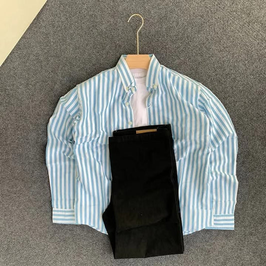 Line shirt and plan pant combo in cute colour