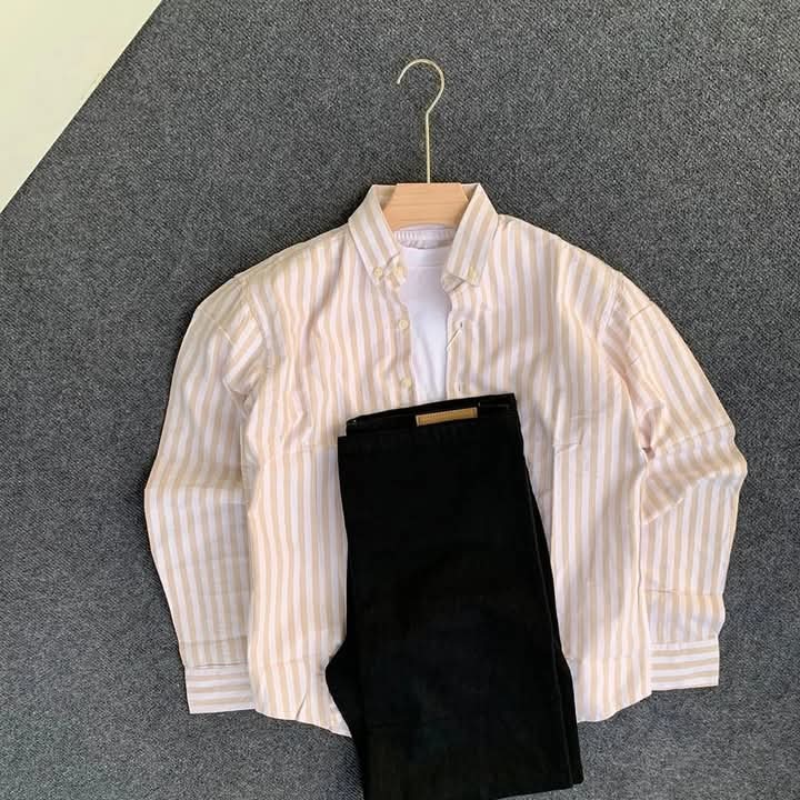 Line shirt and plan pant combo in cute colour