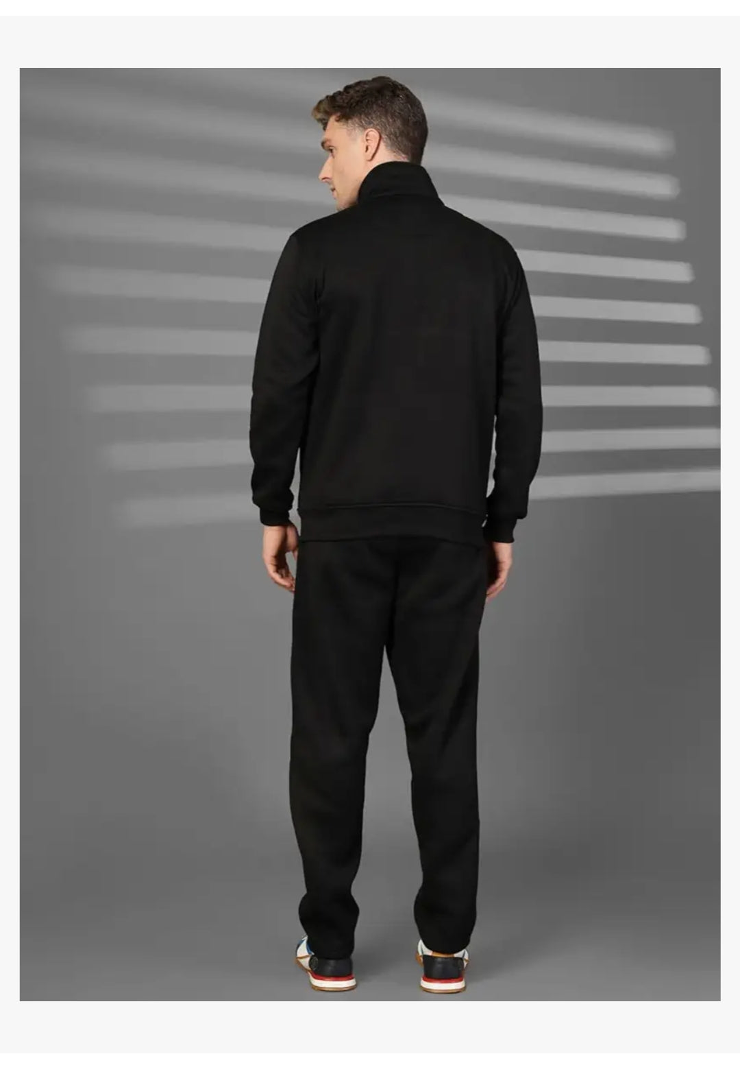 Mens High Neck Winter Tracksuit Full Zip Jacket with Elastic Waist Lower Warm and Soft Activewear Set for Gym Running and Casual Use